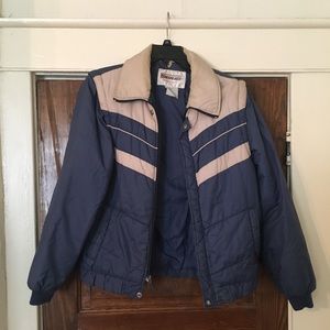 Removable sleeves poof coat blue vintage!!! Rad!!!